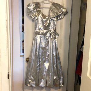 Vintage silver tinsel 80’s prom dress